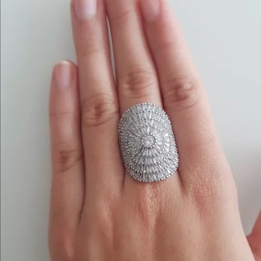 Princess Cut Cubic Zirconia Sterling Silver Ring - Picture 6 of 11